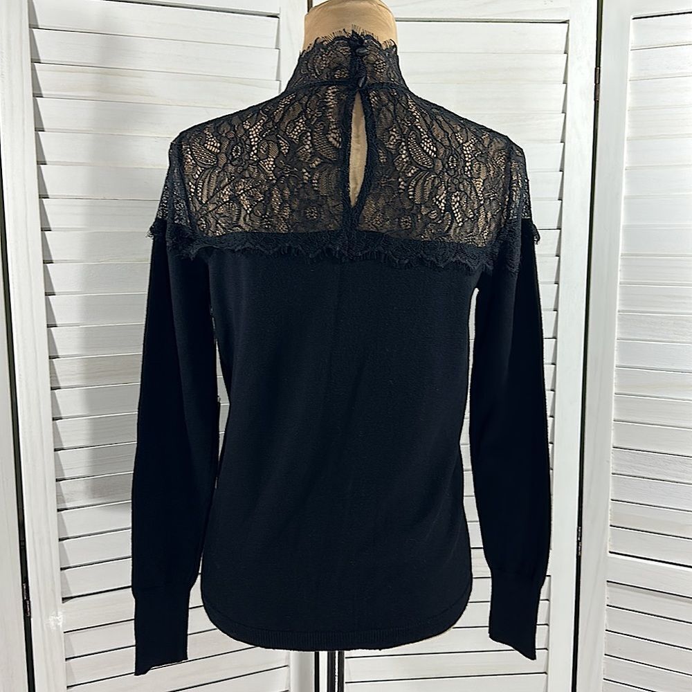 Jennifer Lopez Mock Neck Sweater Medium Black NWT Elegant - Picture 11 of 14